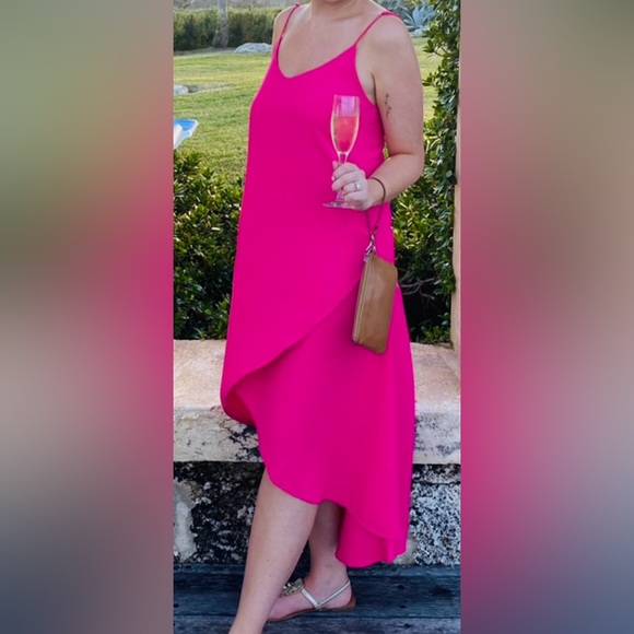 Lulu’s Sweet Surprise Pink Barbiecore High Low Midi Maxi Dress Medium - Picture 6 of 6